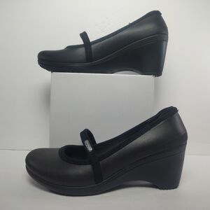 Crocs Casey Wedge Heels Women's 9 Black Mary Jane Pumps